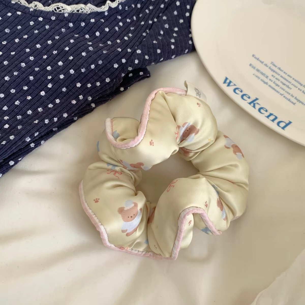 Scrunchie vải họa tiết bản lớn_R06