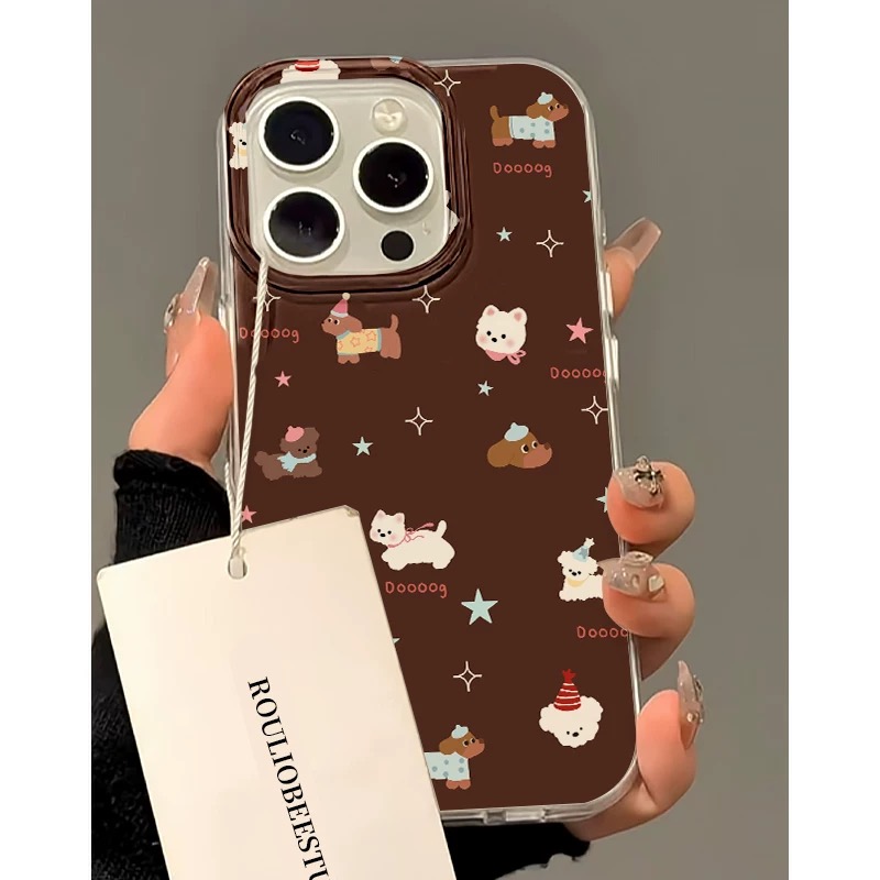 Ốp lưng cún mèo nền nâu_O64 (Iphone, Huawei, Honor, OPPO, Vivo, Xiaomi & Redmi)