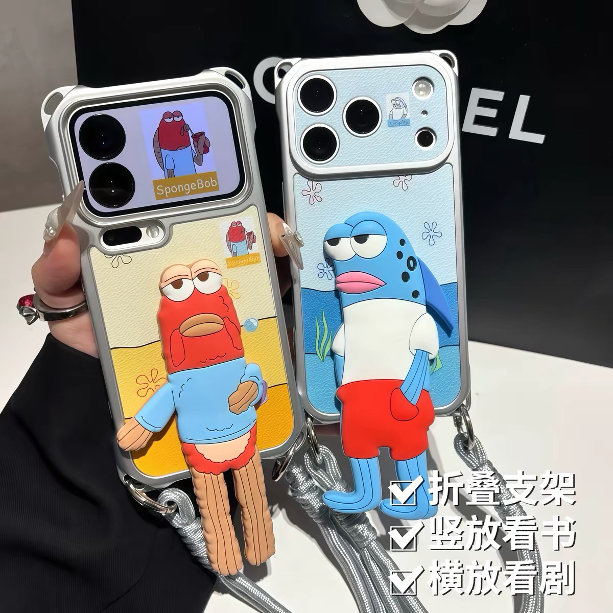 Ốp lưng SpongeBob kèm dây đeo_O223 (Iphone, Huawei, Honor, OPPO, Vivo, Xiaomi & Redmi)