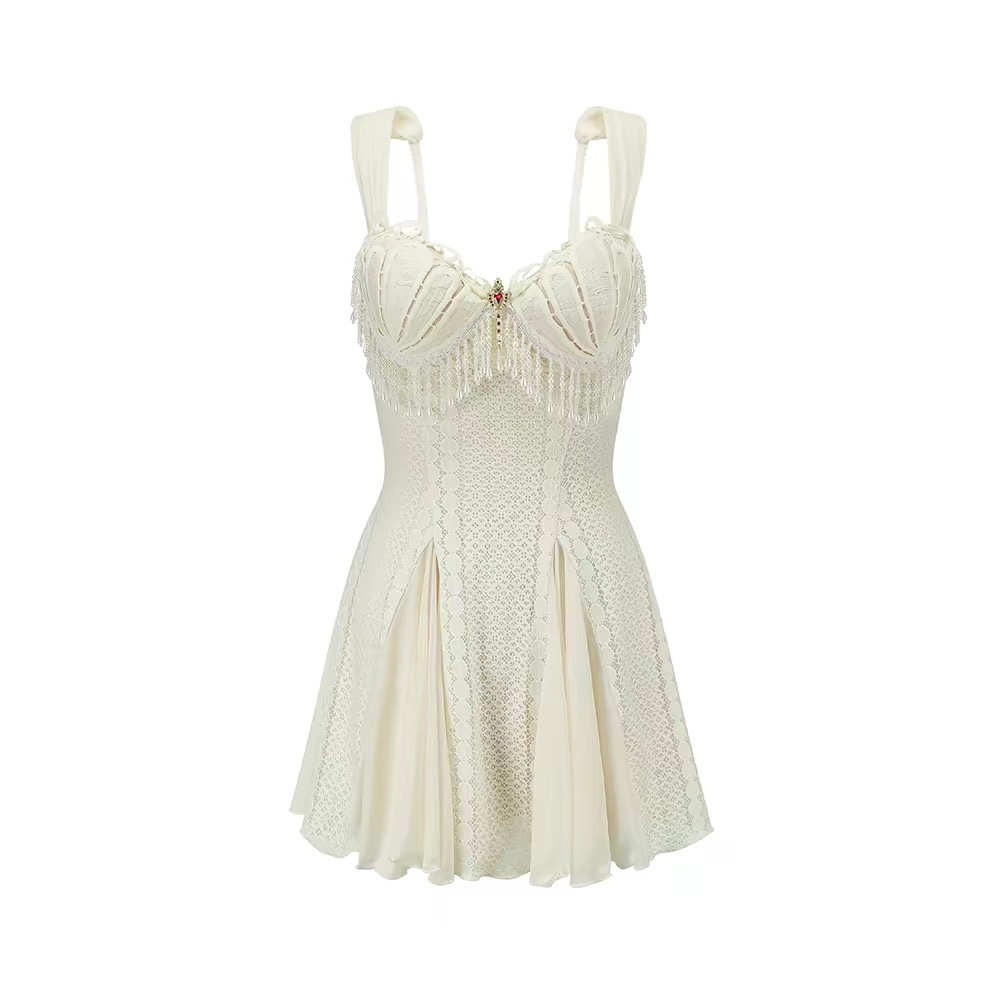 LaceMade váy ngọc trai ren cổ điển_Y48