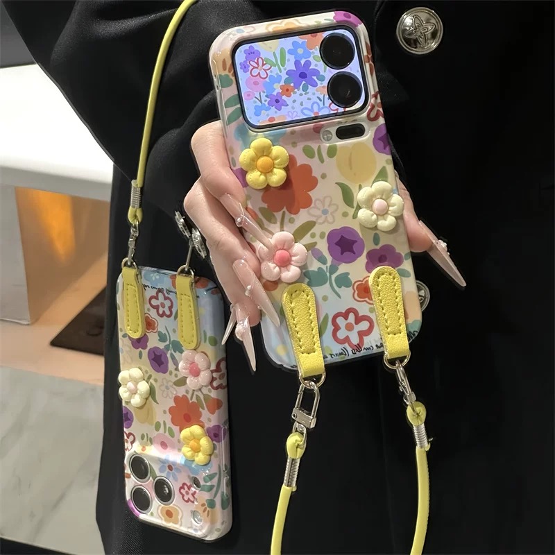 Ốp lưng hoa vintage kèm dây đeo_O09 (Iphone, Huawei, Honor, OPPO, Vivo, Xiaomi & Redmi)