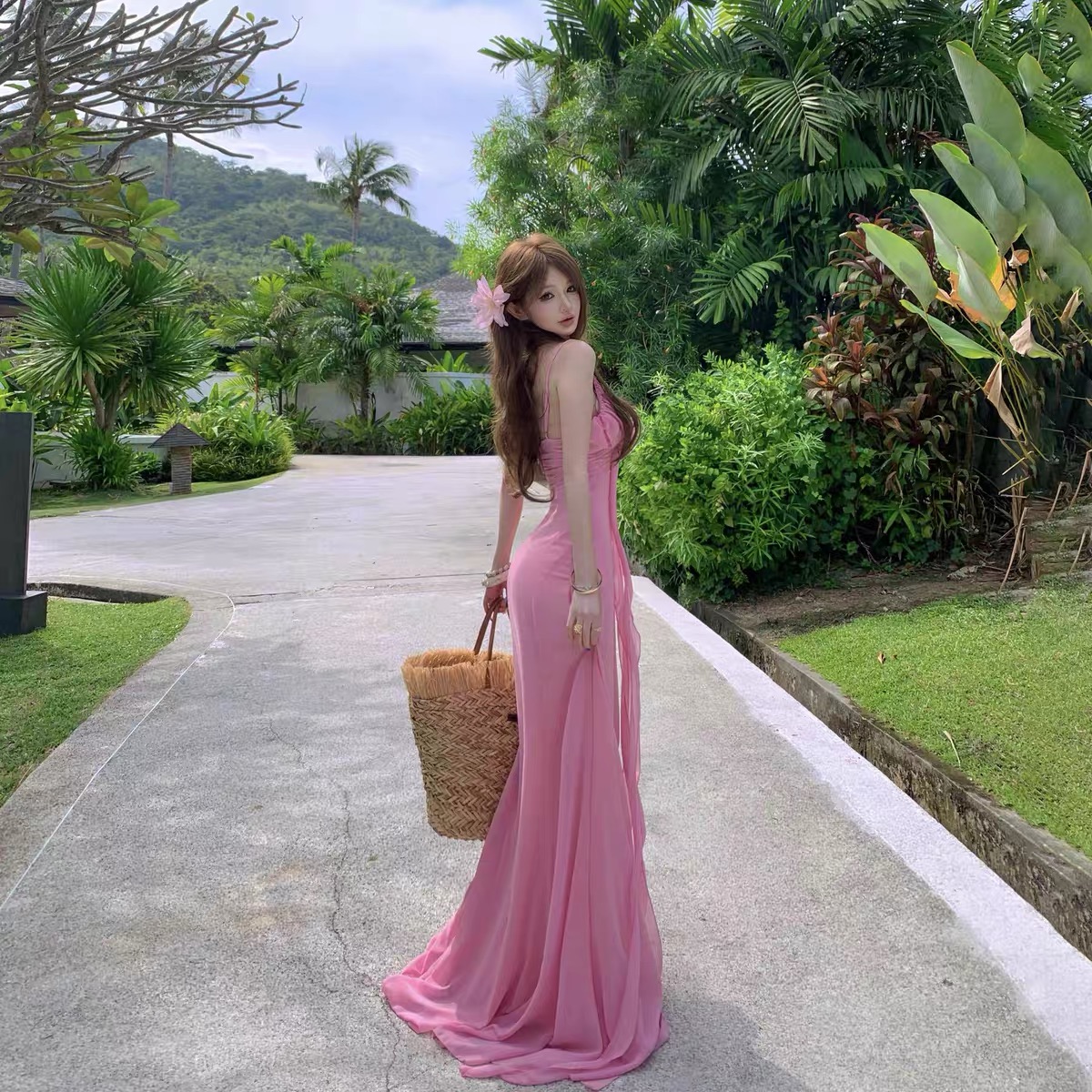 Váy ôm eo cổ đổ nữ tính_Y34