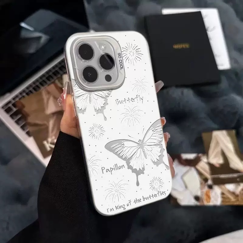 Ốp lưng cánh bướm ánh bạc_O50 (Iphone, Huawei, Honor, OPPO, Vivo, Xiaomi & Redmi)