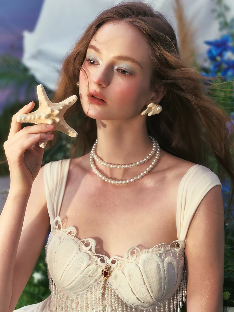 LaceMade váy ngọc trai ren cổ điển_Y48