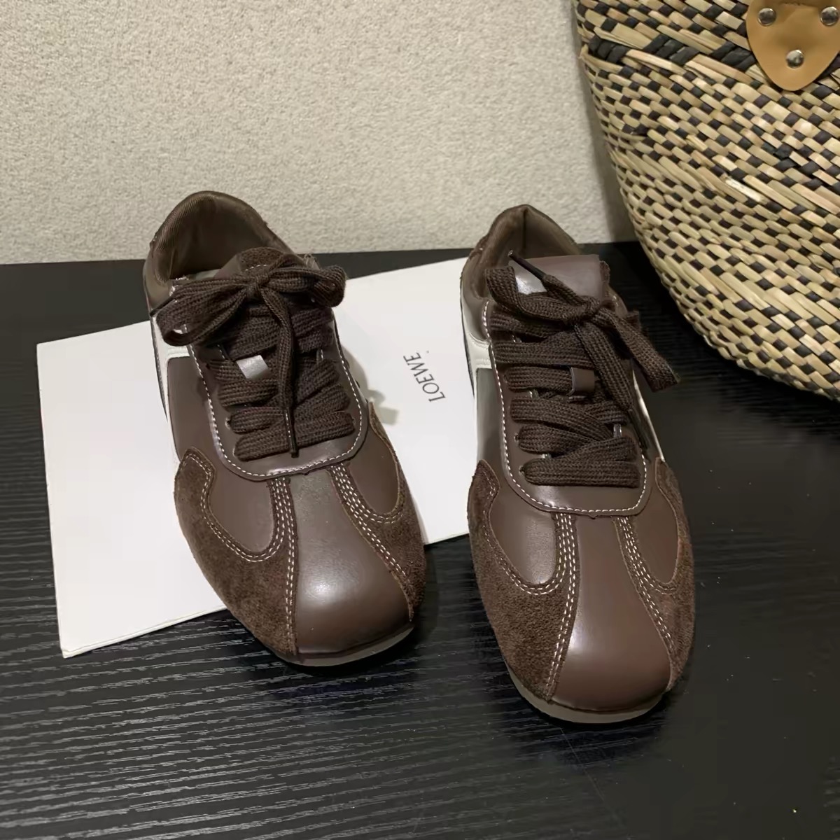 Giày sneaker retro phối da lộn thể thao nữ_S13