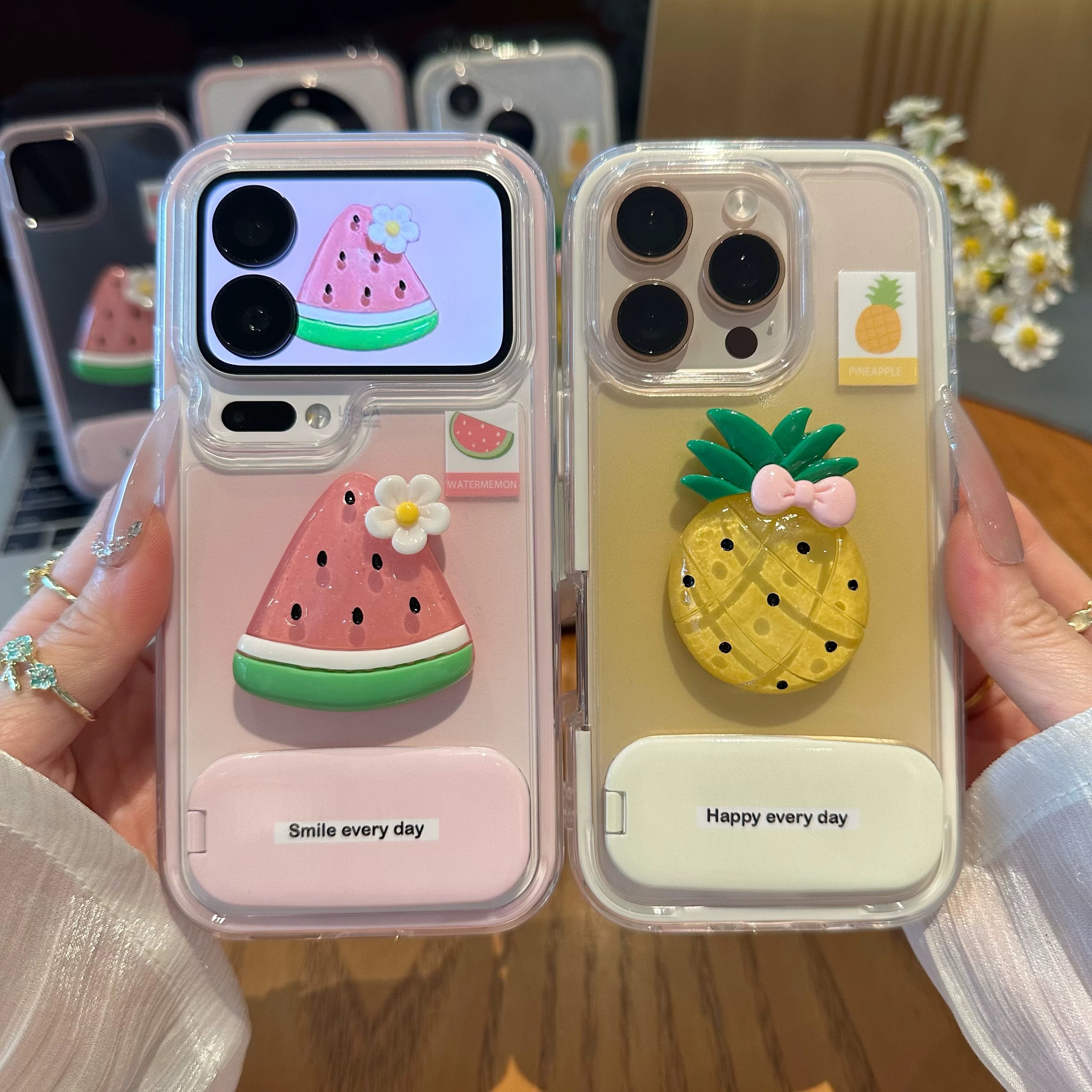 Ốp lưng trái cây nổi 3D kèm gương mini_O11 (Iphone, Huawei, Honor, OPPO, Vivo, Xiaomi & Redmi)