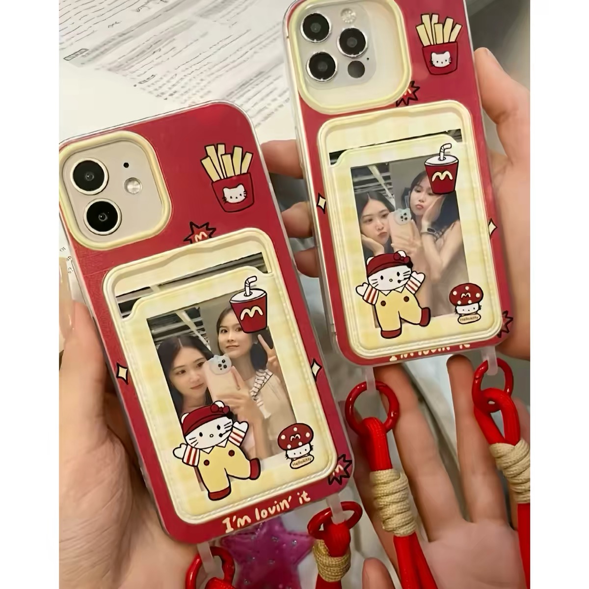 Ốp lưng điện thoại ngăn thẻ hình cún cute kèm dây đeo_O160