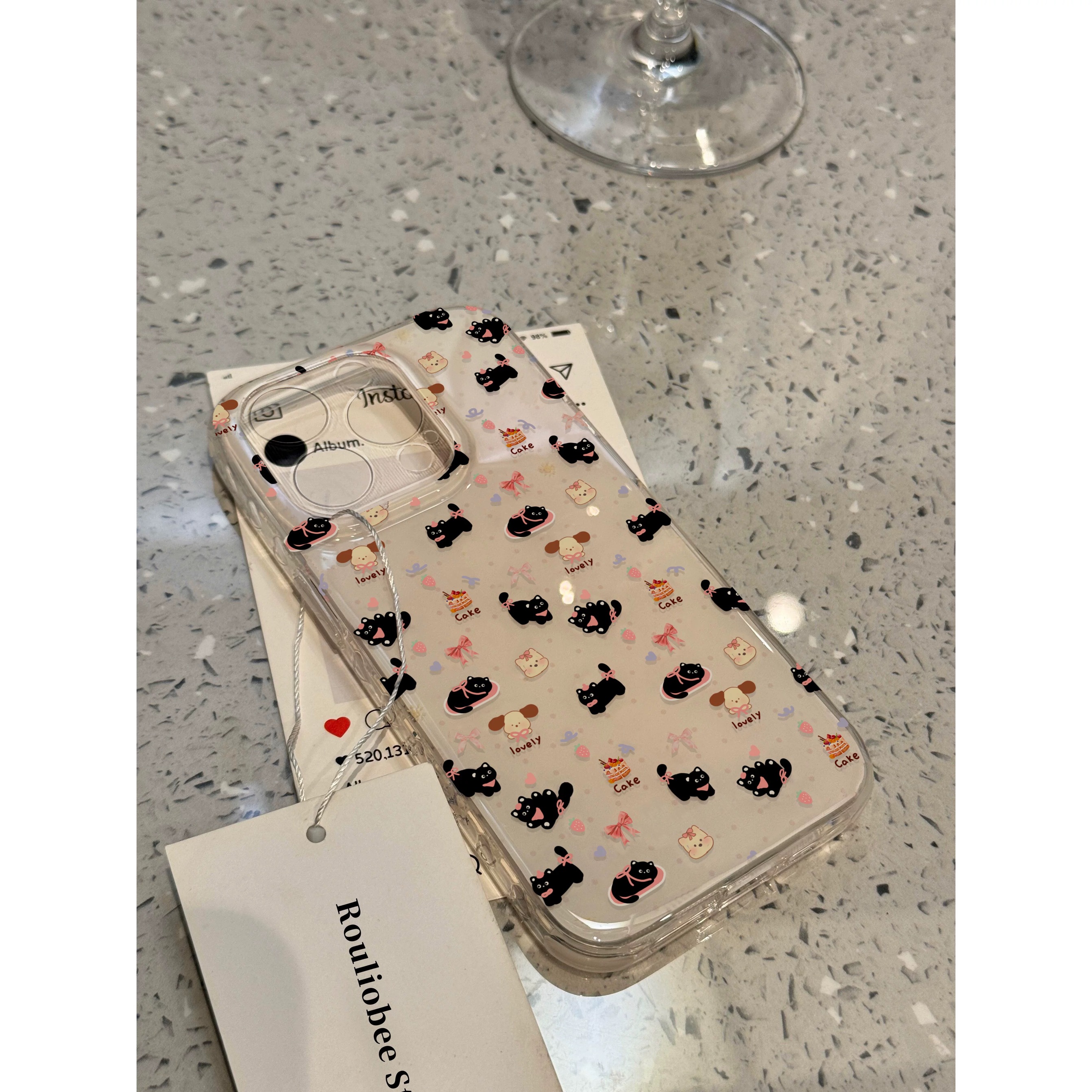 Ốp lưng mèo đen dễ thương kèm giá đỡ_O137 (Iphone, Huawei, Honor, OPPO, Vivo, Xiaomi & Redmi)