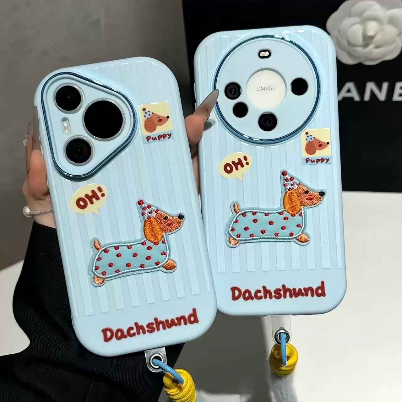 Ốp lưng cún xúc xích dễ thương kèm dây_O17 (Iphone, Huawei, Honor, OPPO, Vivo, Xiaomi & Redmi)