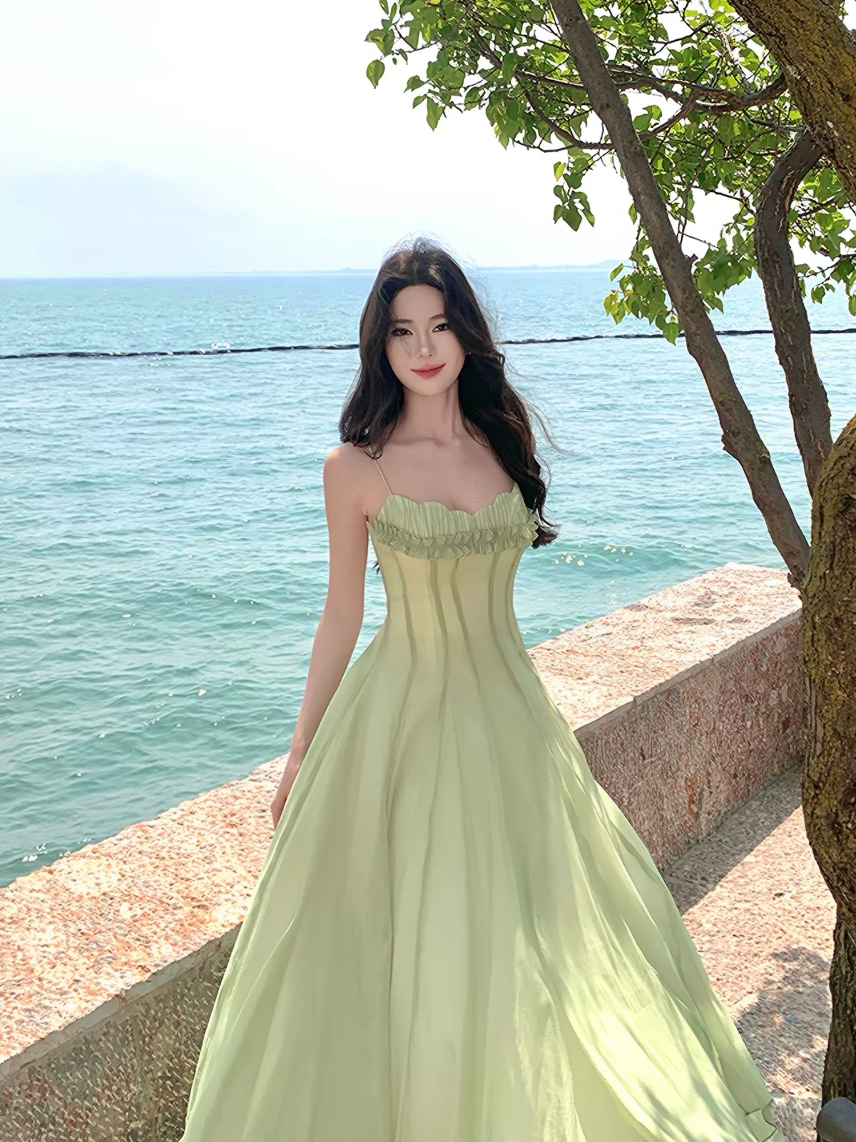 Váy hai dây dáng dài cổ bèo_Y79