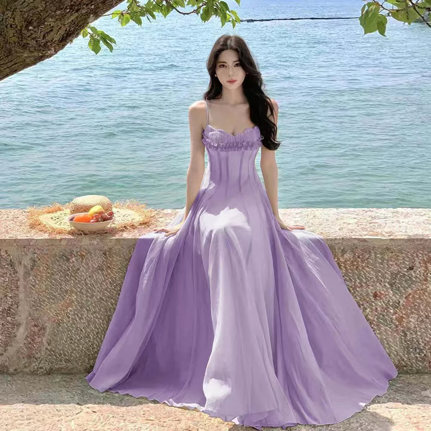 Váy hai dây dáng dài cổ bèo_Y79