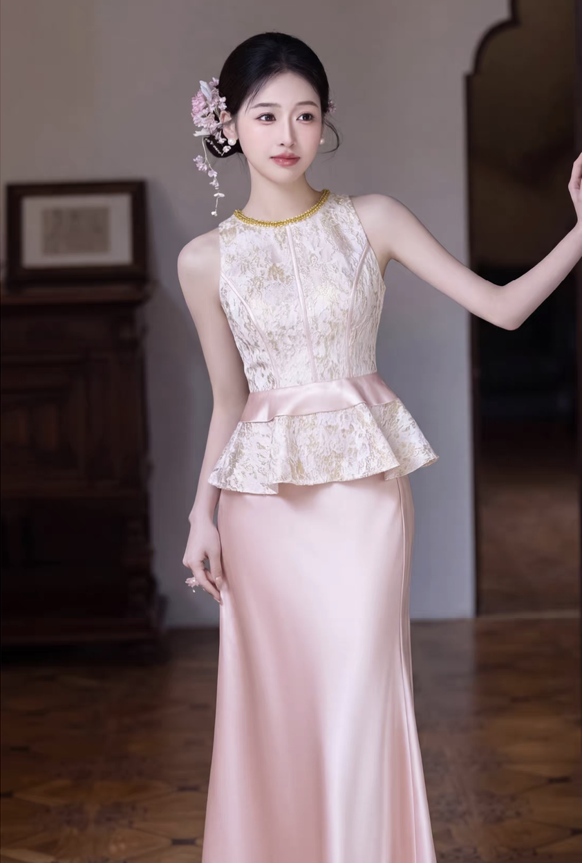 Váy peplum ren dự tiệc cưới thanh nhã_I43