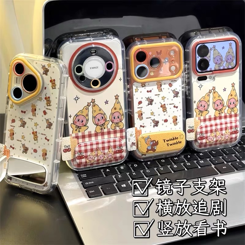 Ốp lưng họa tiết gấu Twinkle viền trong suốt kèm gương_O200 (Iphone, Huawei, Honor, OPPO, Vivo, Xiaomi & Redmi)