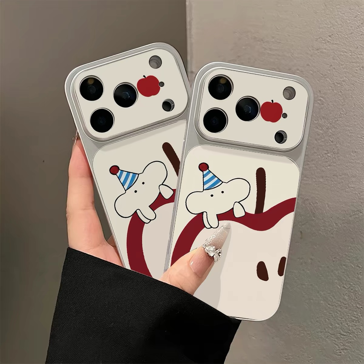Ốp lưng chó hoạt hình và quả táo_O213 (Iphone, Huawei, Honor, OPPO, Vivo, Xiaomi & Redmi)
