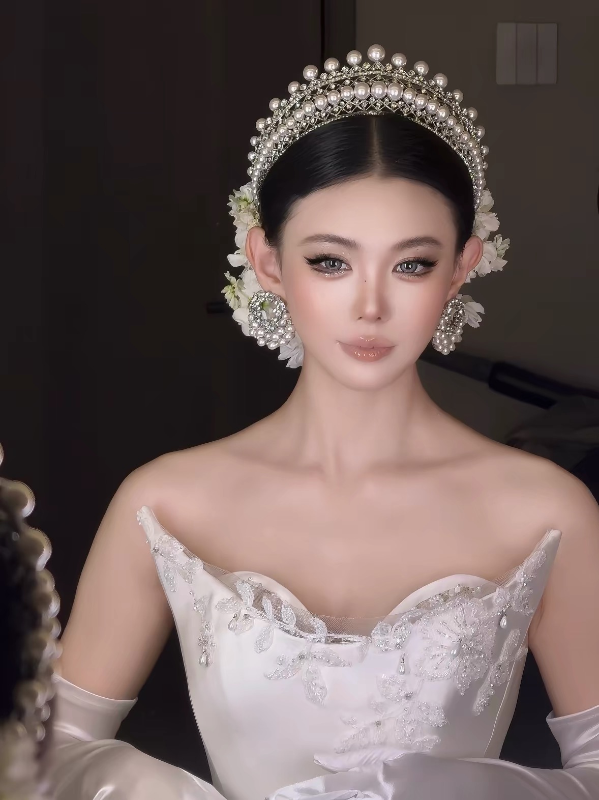 Cài tóc cô dâu ngọc trai đính hoa_X23