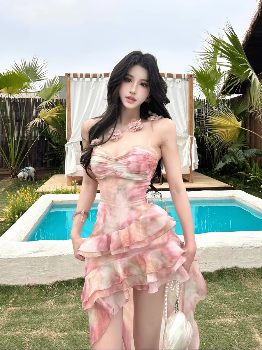 Váy lệch vai tầng đuôi dài_Y32