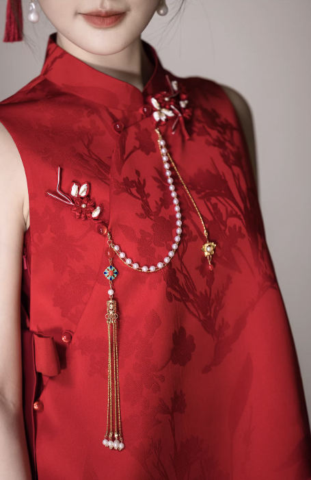 Sườn xám gấm phối váy dài thanh lịch_I51