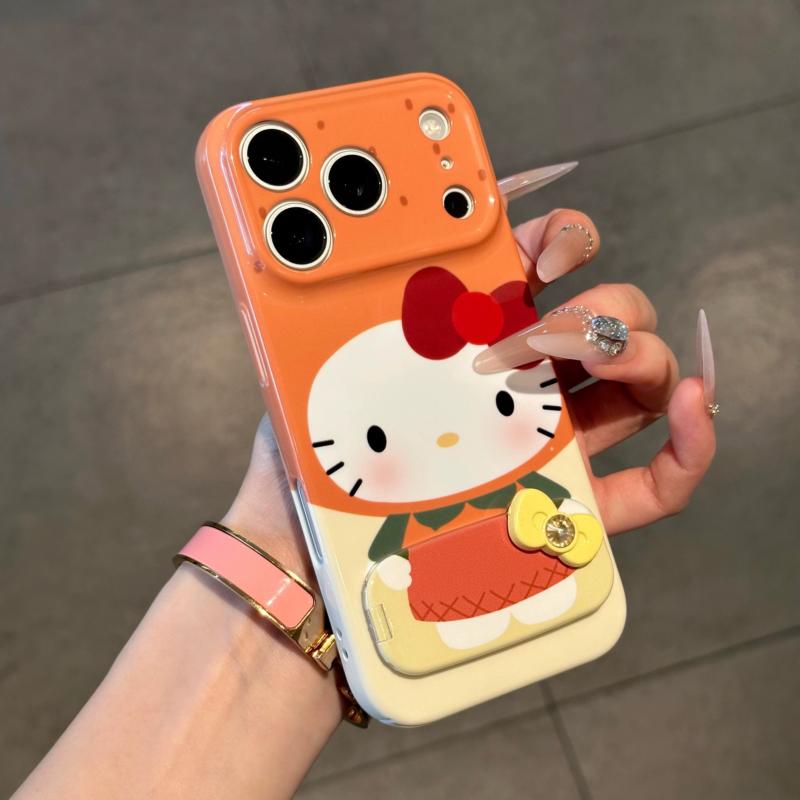Ốp lưng Hello Kitty nơ đỏ có gương_O12 (Iphone, Huawei, Honor, OPPO, Vivo, Xiaomi & Redmi)