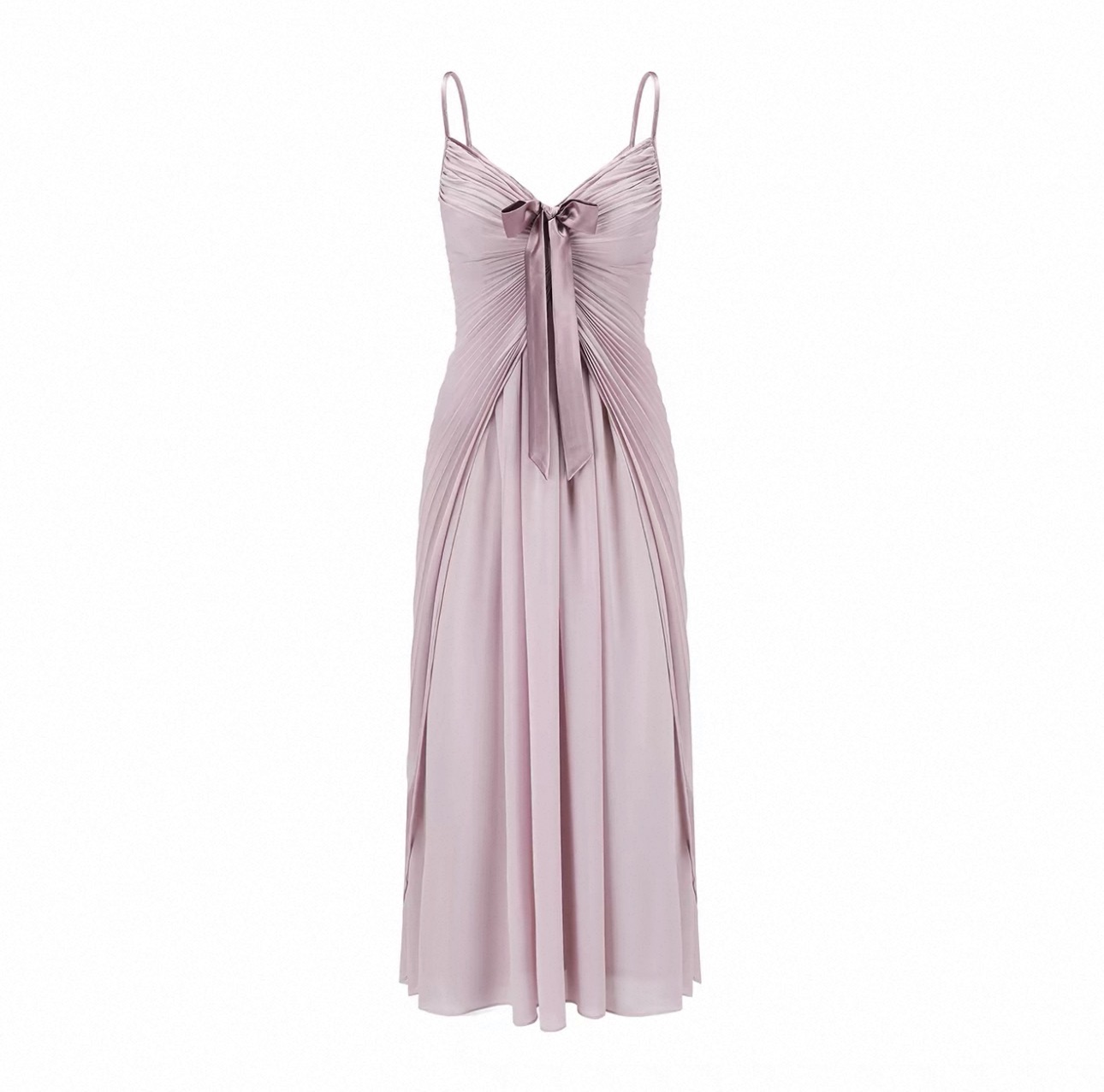 LaceMade váy satin xếp ly dáng dài_Y90