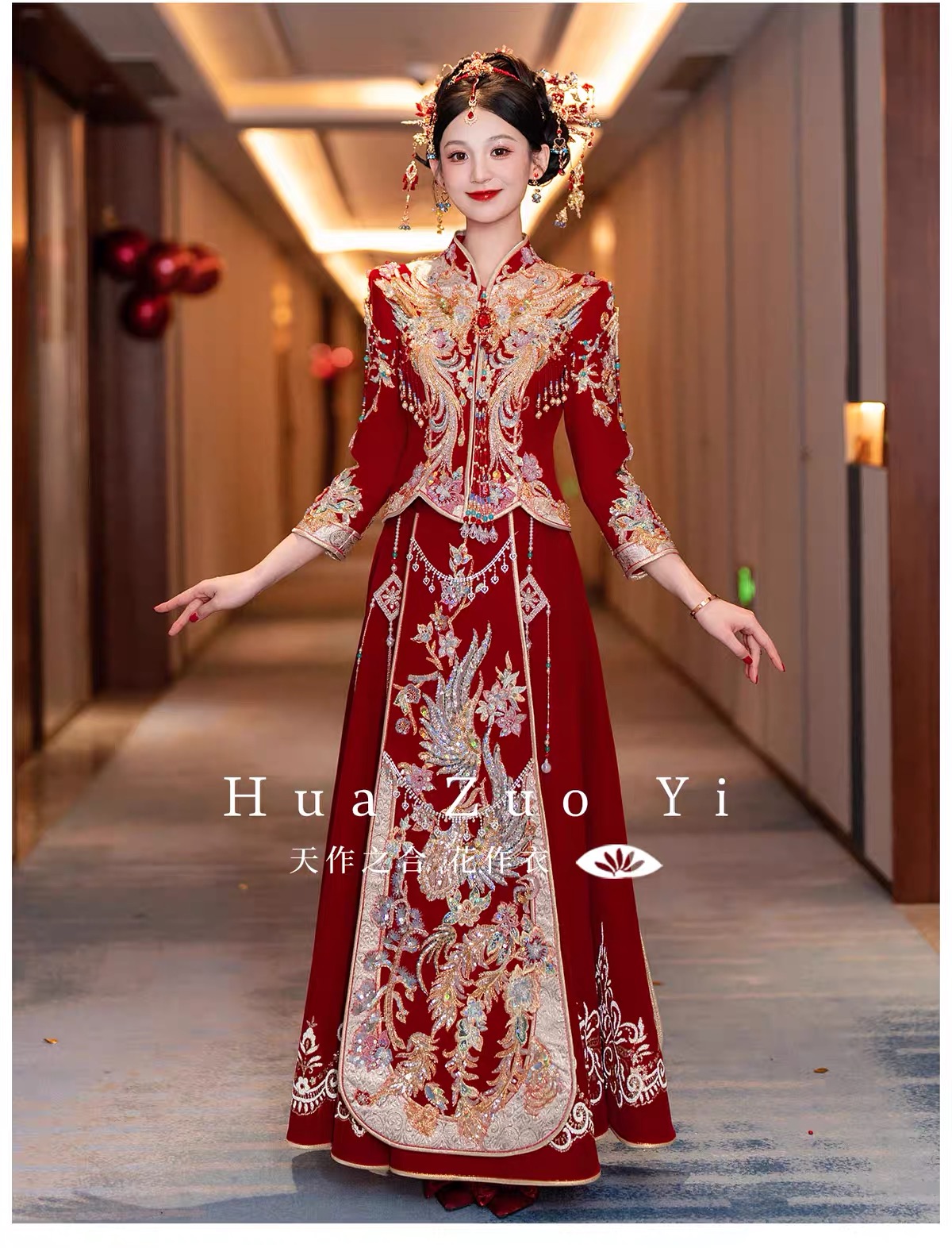 Váy cưới Trung Hoa thêu long phụng_I157