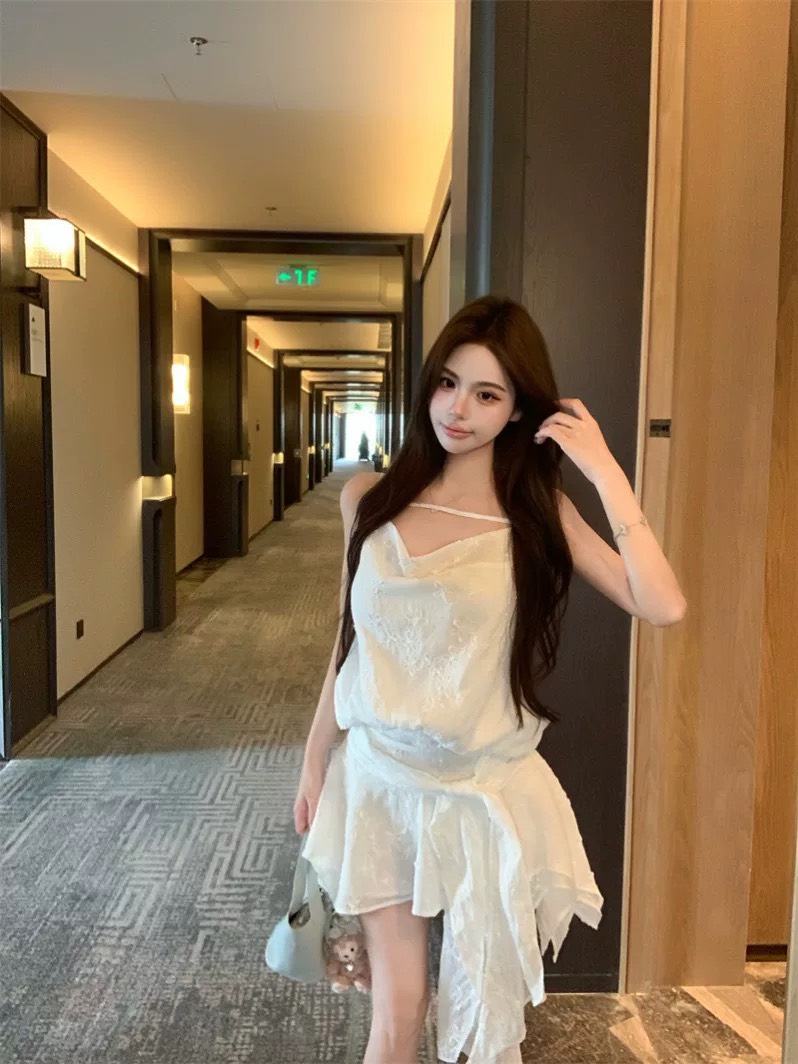 Đầm 2 dây ren dáng ngắn bay nhẹ nữ tính_Y04