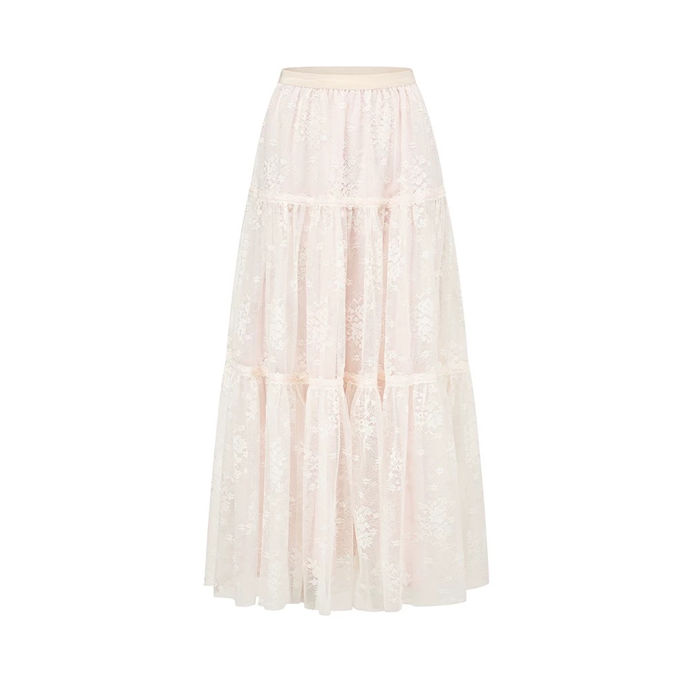 Lacemade váy maxi ren kem phong cách tiểu thư_V30