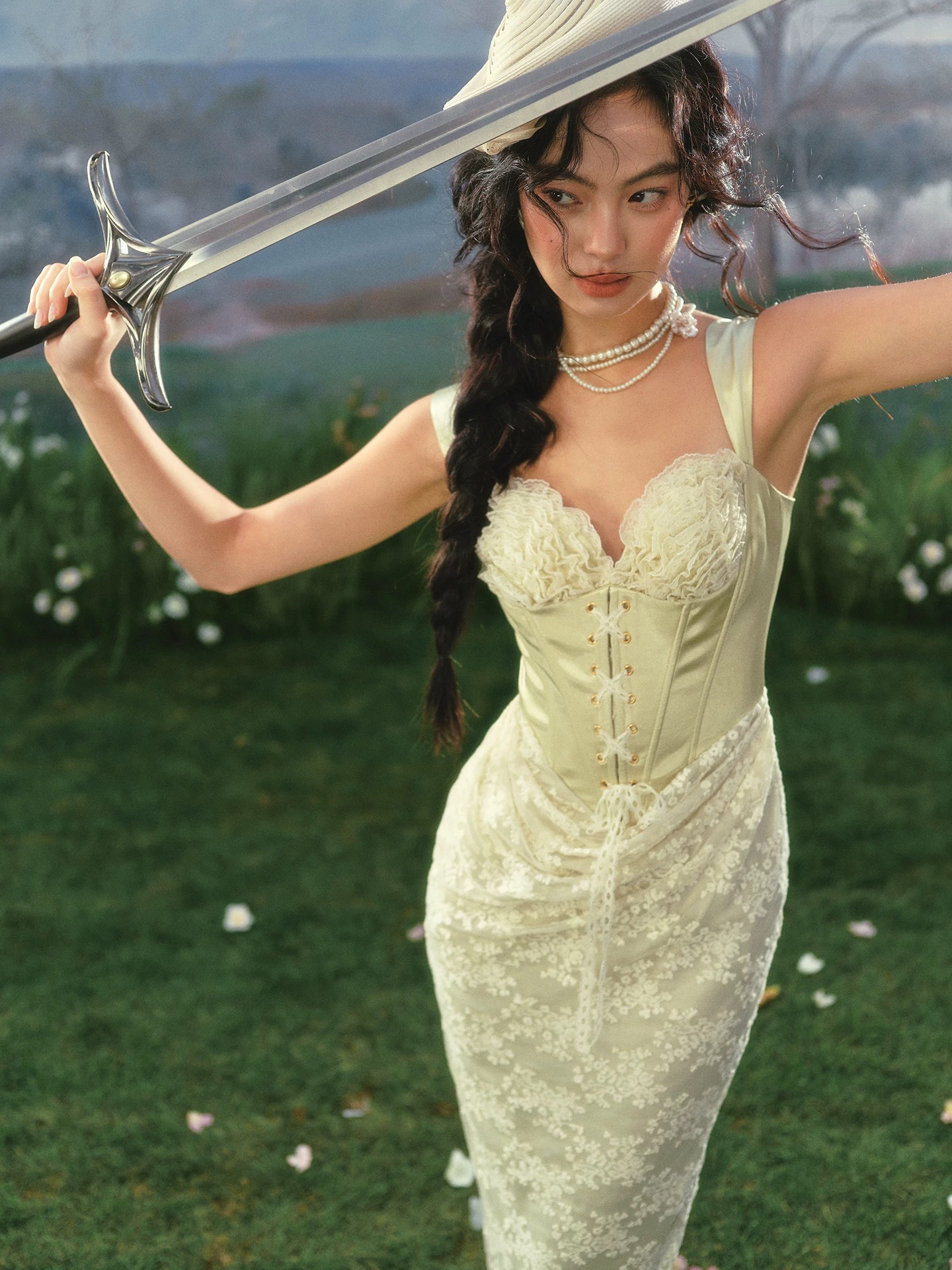 Lacemade váy ren corset xanh pastel thanh lịch_Y10