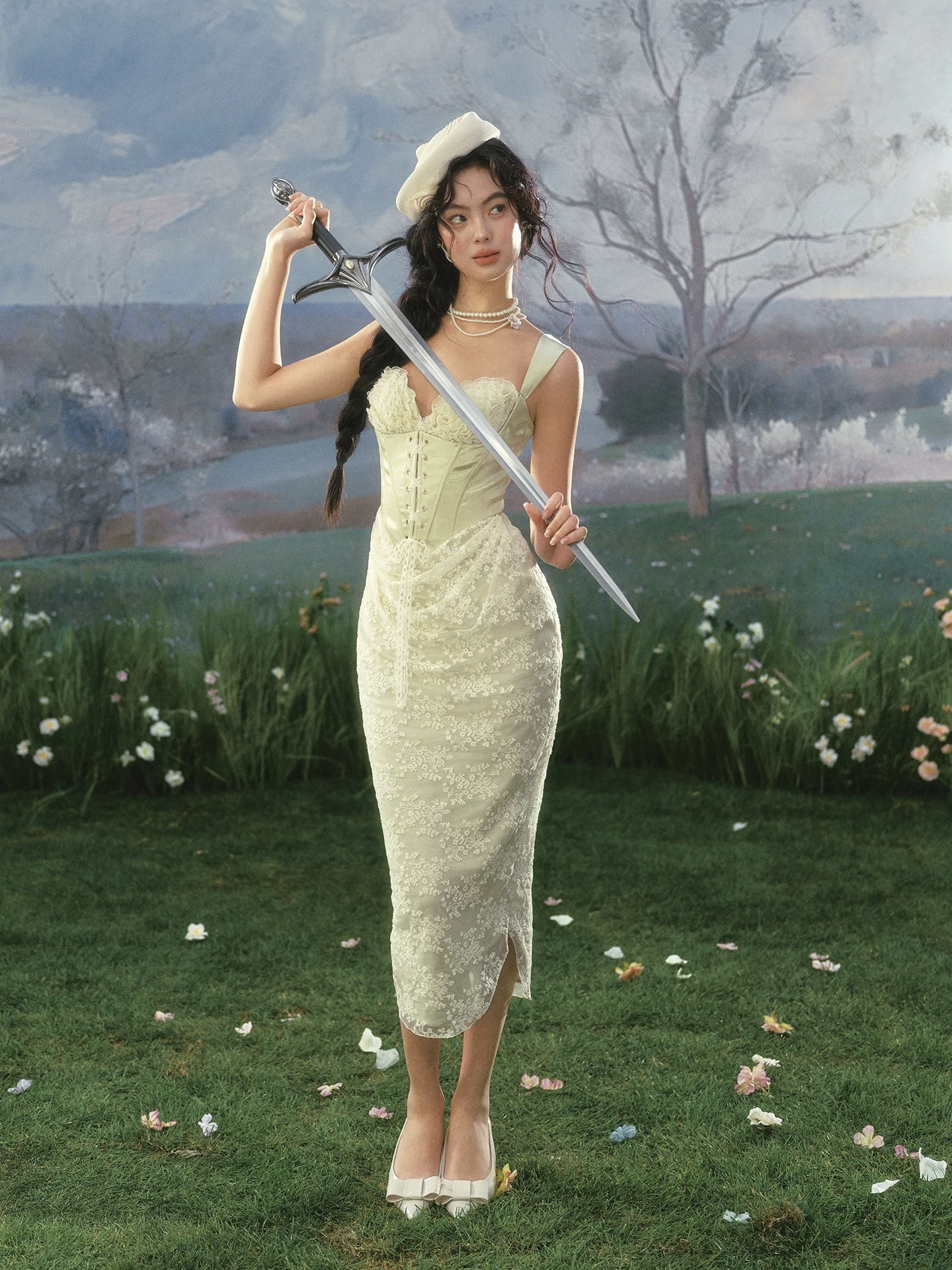 Lacemade váy ren corset xanh pastel thanh lịch_Y10