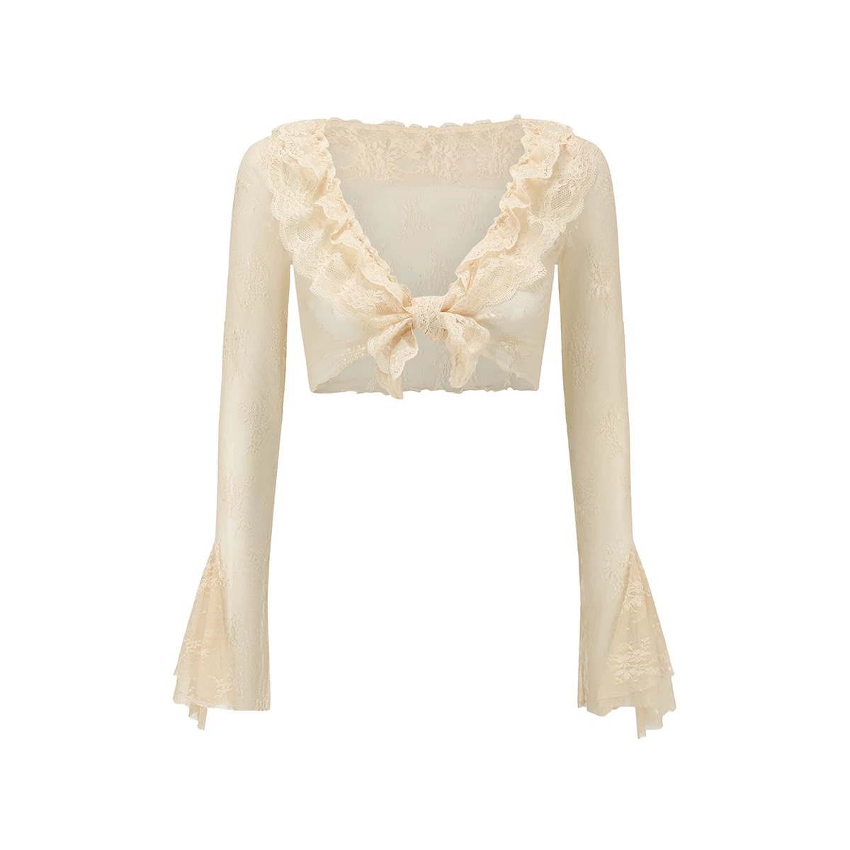 Lacemade váy ren hồng corset tiểu thư kèm áo khoác ren dáng dài_V35