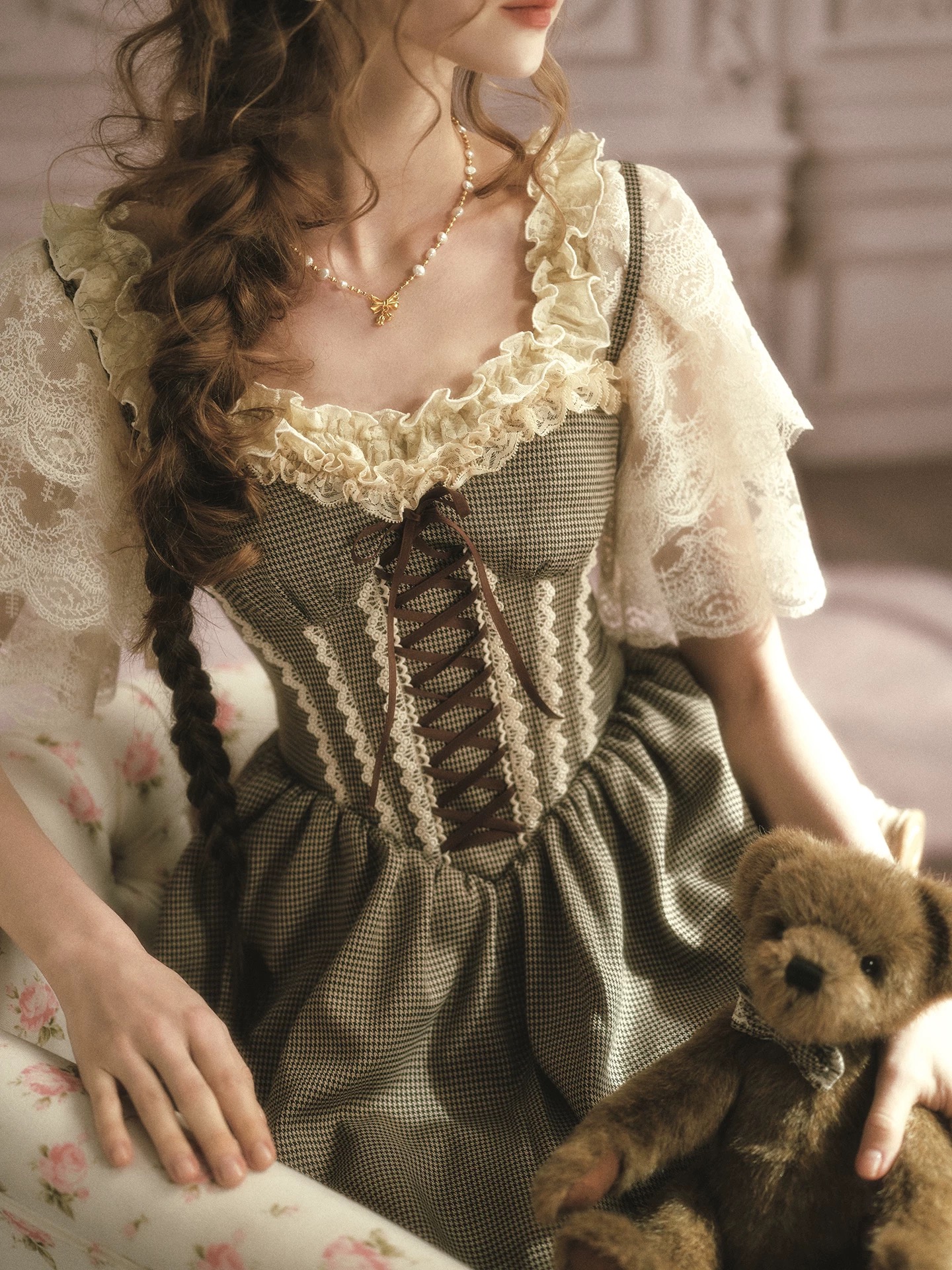 LaceMade váy corset caro tiểu thư_V38