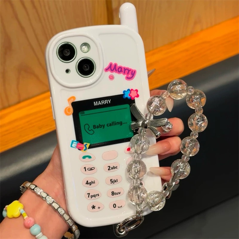 Ốp lưng điện thoại cổ điển hoạt hình kèm dây hạt_O21 (Tất cả các dòng Iphone)