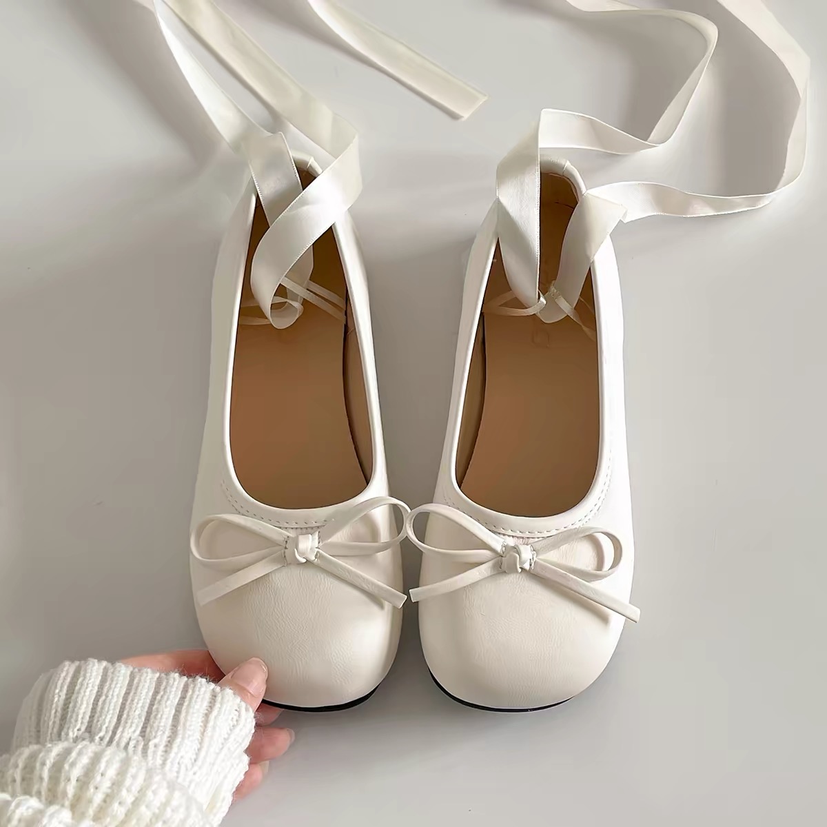 Giày búp bê buộc dây nơ cổ chân_P09