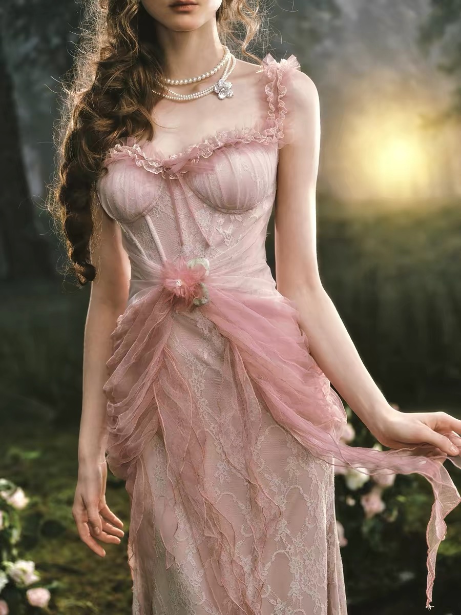 LaceMade váy ren dáng midi tiểu thư_Y36