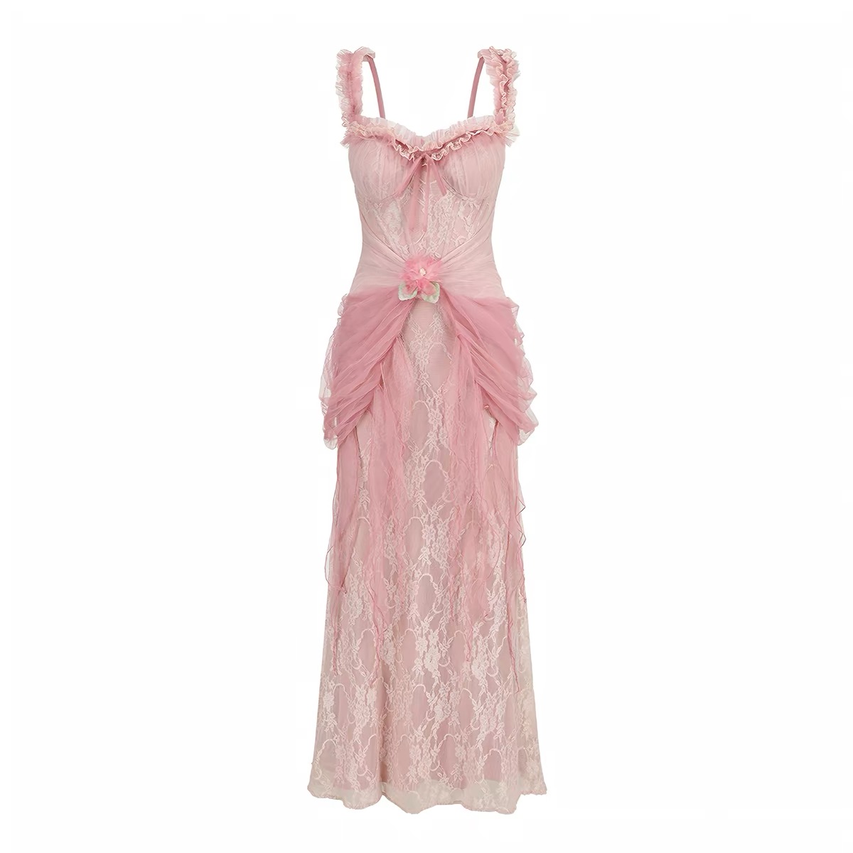 LaceMade váy ren dáng midi tiểu thư_Y36