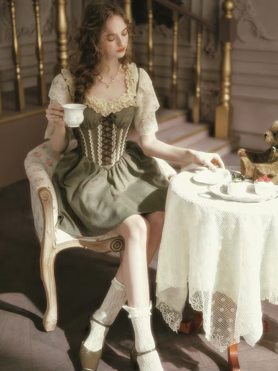 LaceMade váy corset caro tiểu thư_V38