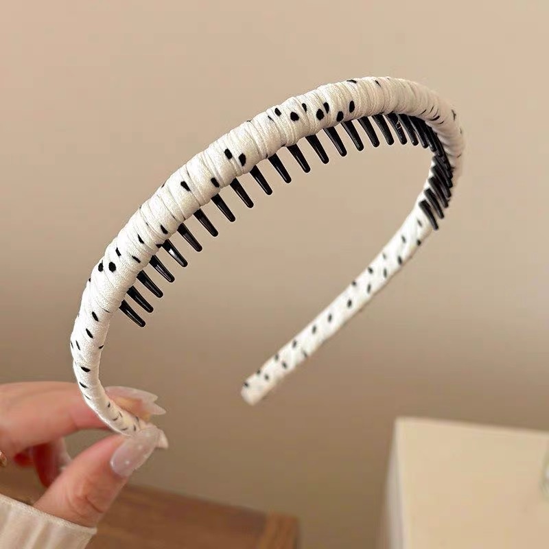 Băng đô cài tóc chấm bi bản nhỏ_L11