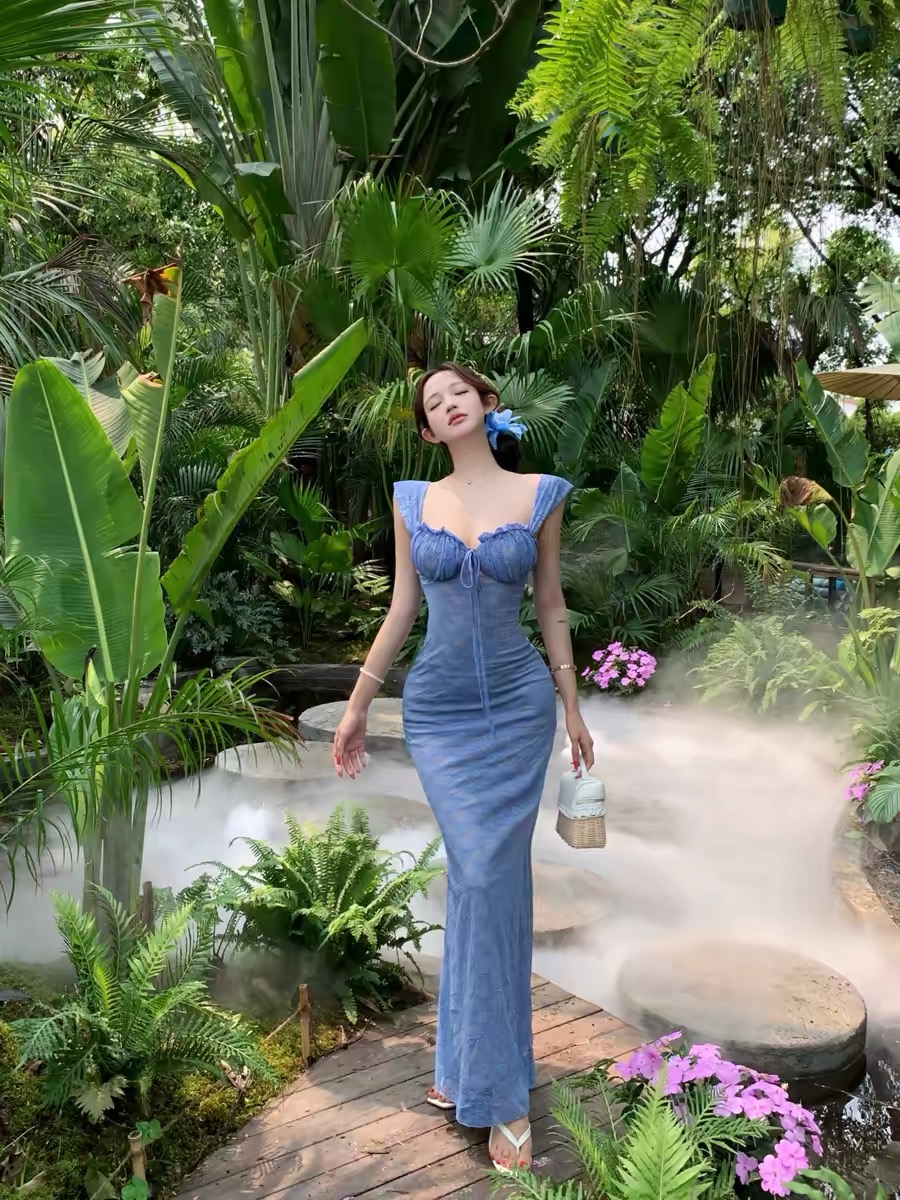 Đầm ren dáng dài ôm body_Y46