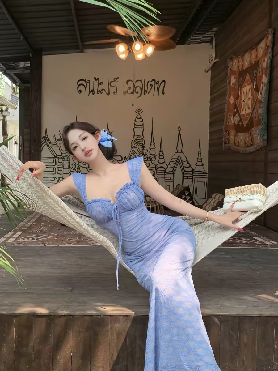 Đầm ren dáng dài ôm body_Y46