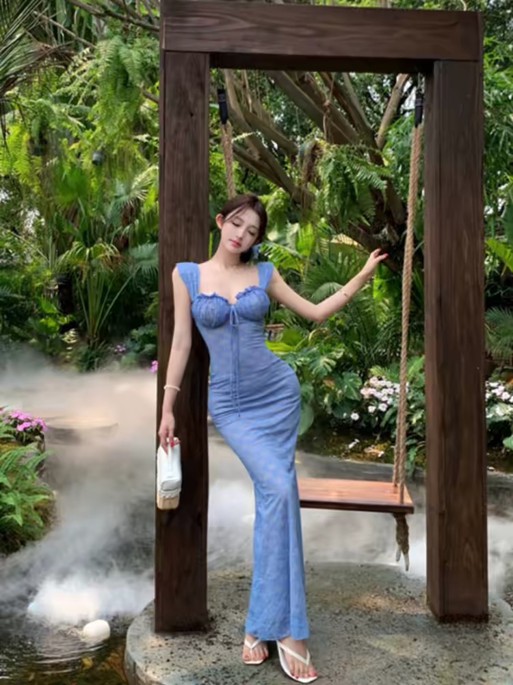 Đầm ren dáng dài ôm body_Y46