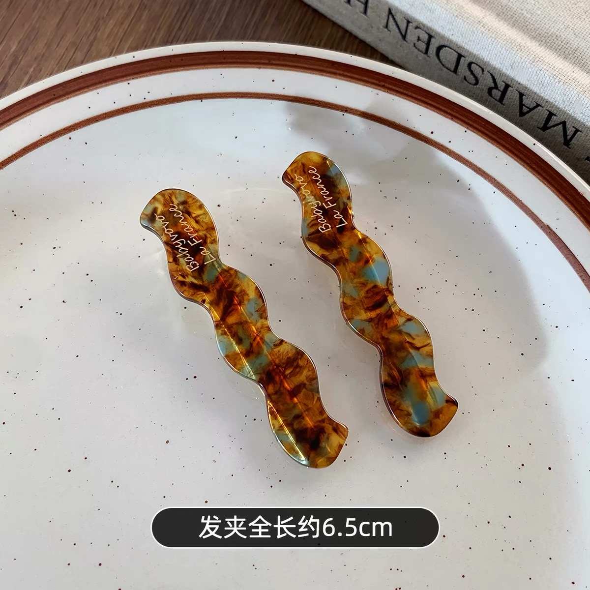 Kẹp tóc bản dẹt gợn sóng phong cách vintage_H02