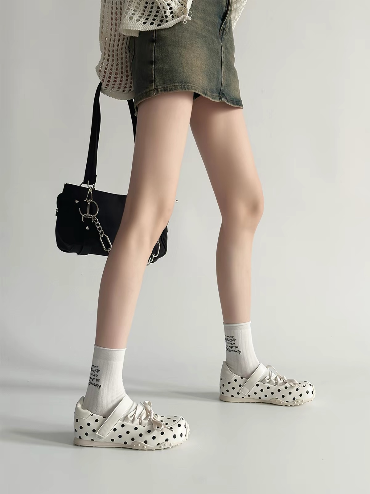 Giày Mary Jane chấm bi dây buộc_U02