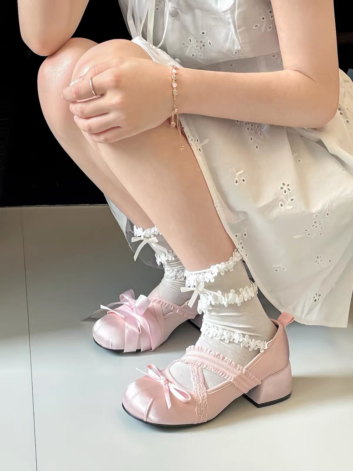 Giày Mary Jane nơ ruy băng nữ tính_U05