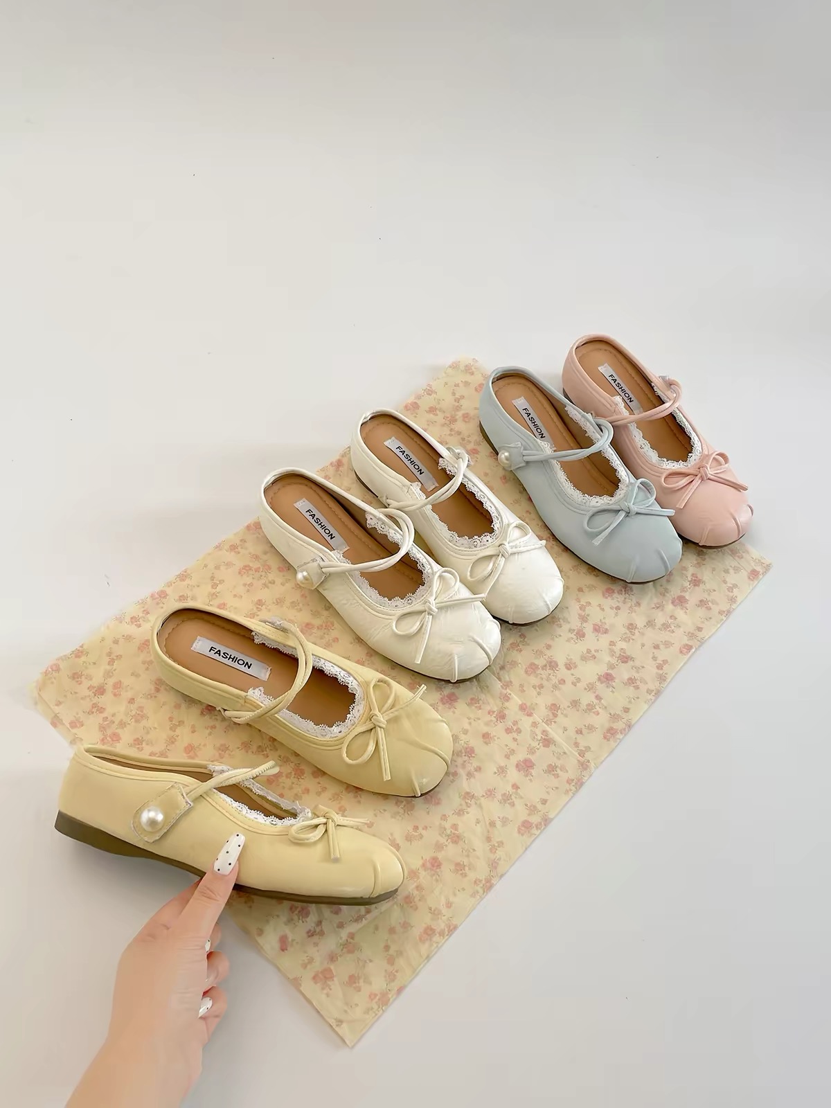 Giày búp bê quai ngang phối nơ ngọc trai_P12
