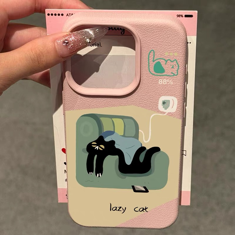 Ốp lưng mèo đen lười_O85 (Tất cả các dòng Iphone)