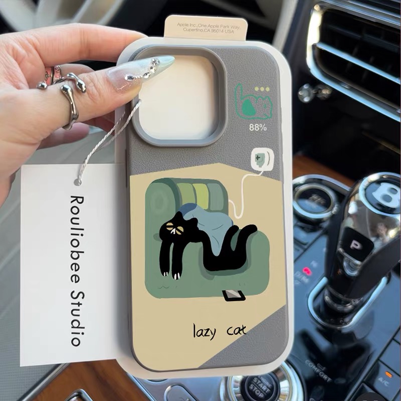 Ốp lưng mèo đen lười_O85 (Tất cả các dòng Iphone)