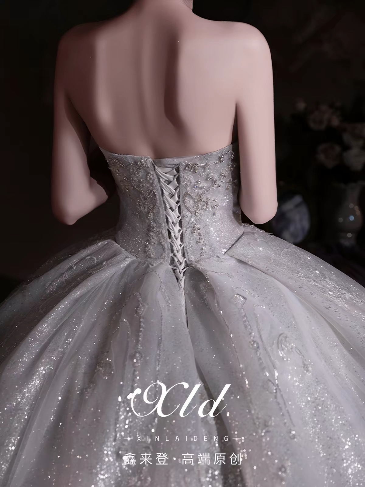 Váy cưới dạ hội công chúa đính đá ánh bạc_I132