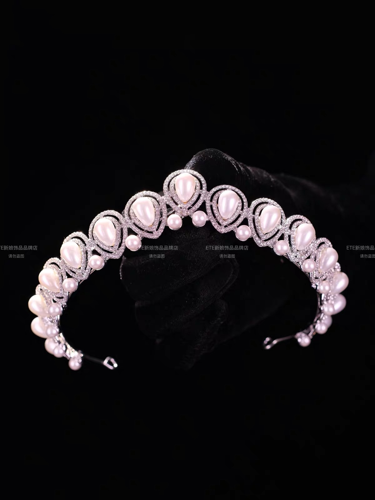 Cài tóc cô dâu đính ngọc trai bản lớn_X19
