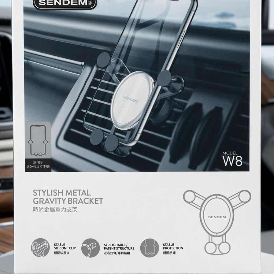Giá Đỡ Điện Thoại Ô Tô Sendem W8 - Hợp Kim Cao Cấp, Tặng Thẻ Nhớ Cam Hành Trình