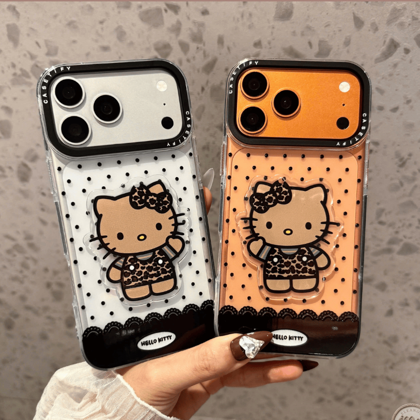 ỐP LƯNG IPHONE  CASE TIFY KITTY NÂU TÂY CHẤM BI
