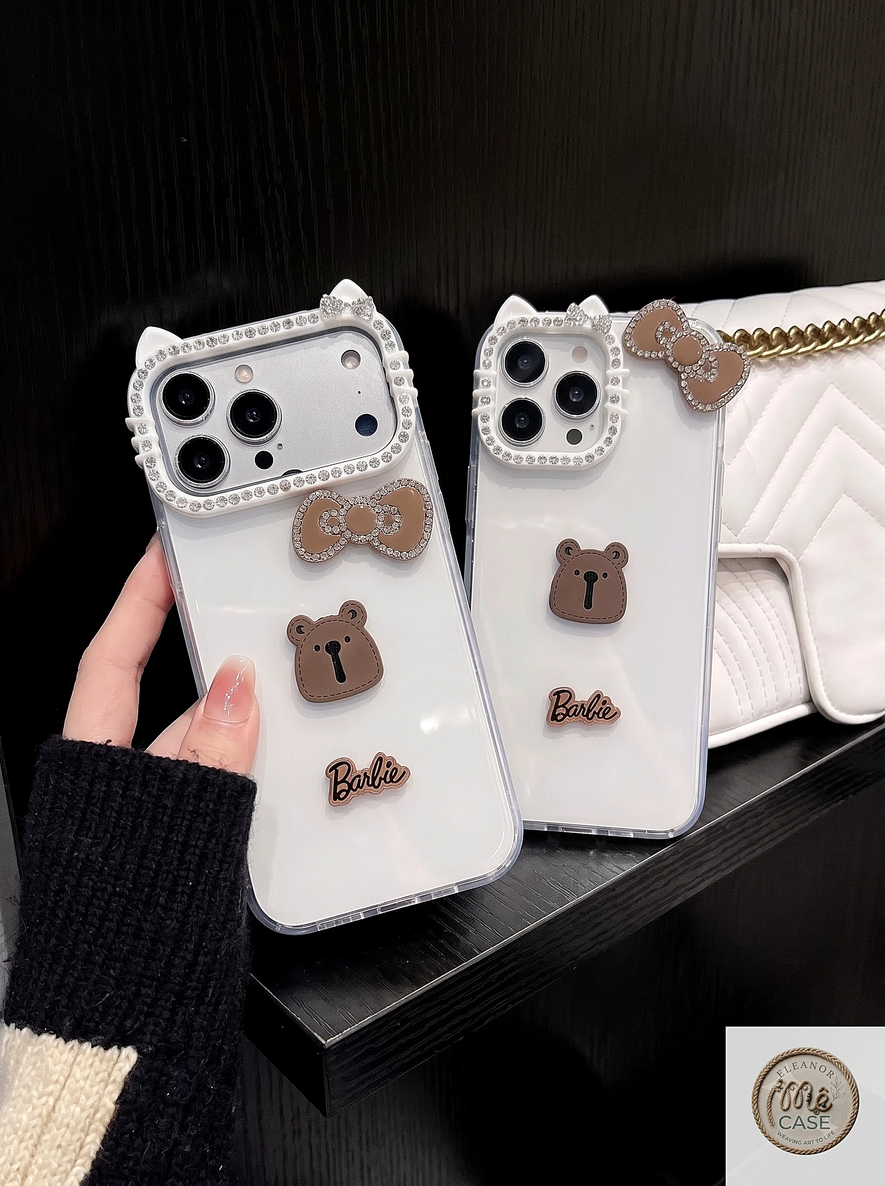 Ốp Lưng Iphone Handmade Coquette Gấu Nâu Nơ 3D